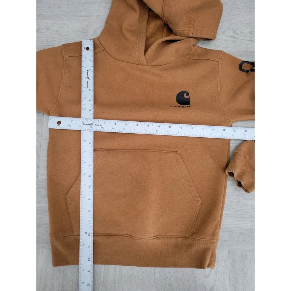 Carhartt Kids Boys Hoodie Sweatshirt Size S (8-10) Brown Graphic Sleeve